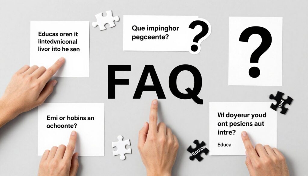 faq concept with question marks and educa puzzle pieces