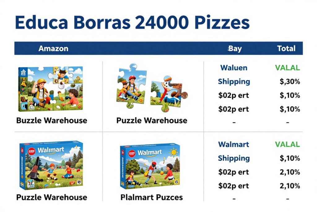 price comparison chart showing educa borras puzzle value across retailers